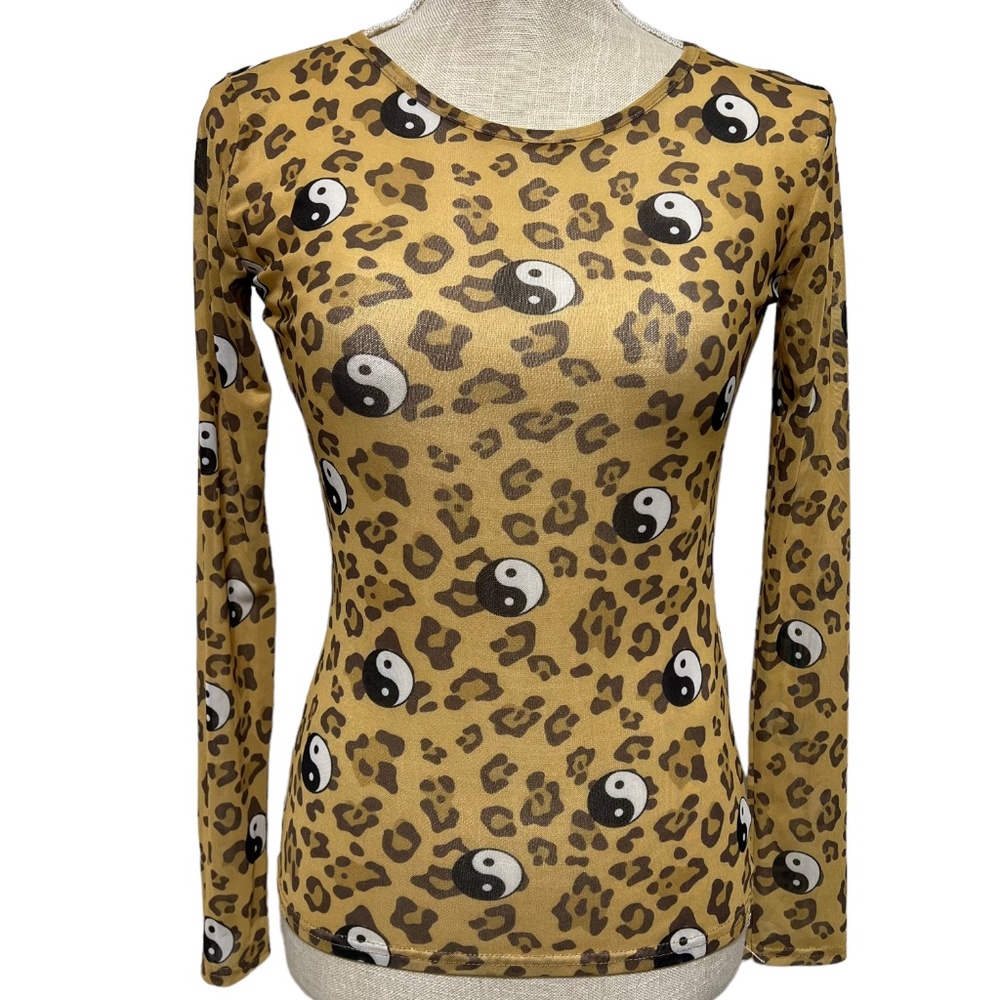 DAISY STREET Blouse Women's Size S (US) Animal Print Yin Yang Long Sleeve